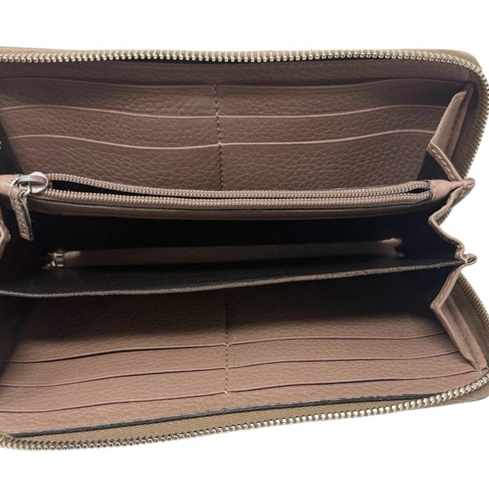 Gucci Leather Bamboo Tassel Bow Zip Brown Taupe Beige Continental Wallet - Picture 5 of 7